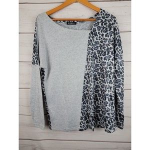 Sheilay Animal Print Blouse Leopard Womens Large Fall Winter